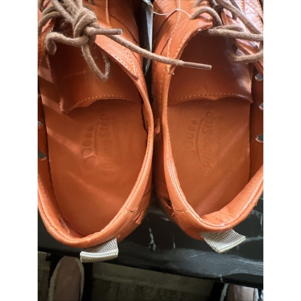 Spring Step Konak Sneaker Size 36/5.5-6 Womens Coral Orange Leather Shoe Cutouts - Picture 7 of 9